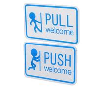 IWOWHERO 2 Pezzi Adesivo Push Pull per Porte in Acrilico Blu, Autoadesivo Resistente All'acqua, Indicatore per Porte di Ristorante e Negozio