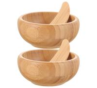 IWOWHERO 2 Pezzi Ciotole per Maschere Viso in Bamboo Piccole e Resistenti per Miscelazione Facciale DIY Set con Cucchiaino per Preparazione Uniforme di Maschere e Trattamenti Skincare