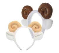 IWOWHERO 2 Pezzi Fascia per Chioma Orecchie e Corna di Pecora in Peluche Morbido, Set, Accessorio Cosplay Animali da Fattoria per Feste, Routine Cura della Pelle e Lavaggio Viso