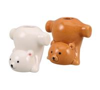 IWOWHERO 2 Pezzi Portaspazzolini con Design Animali Cartoni per Organizer Bancale Antiscivolo Compatto per Bagno Supporto Decorativo per Spazzolini e Stuzzicadenti