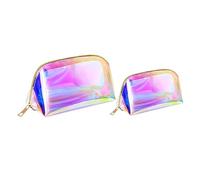 IWOWHERO 2 Pezzi Sacca cosmetica con shell tpu trousse multiuso per cosmetici borsa organizer da toilette fanny Fare borsa porta cosmetici borsa da toilette creativa pvc