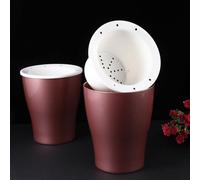 IWOWHERO 2 pezzi Vasi in Plastica Resistente Portapiante Autoinnaffianti con Riserva d'Acqua Supporto per Piante Succulente e Fiorite Piccoli Vasi Interni in Rosa Oro