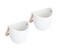 IWOWHERO 2 Pezzi Vasi Sospesi da Parete in Ceramica Bianca con Catena in PU Portavasi per Piante e Succulente Decorazione Salotto Ufficio e Giardino