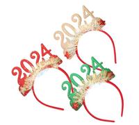 IWOWHERO 3 Pezzi Cerchietti Capodanno Regolabili in Rosso, Color Oro Pallido e Verde Accessori Capelli Leggeri e Resistenti per Festa Happy Year Adulti