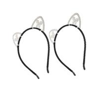 IWOWHERO 3pezzi Cerchietto Orecchie Di Gatto Cristallo Con Strass Di Testa Decorativa Accessori Per Feste Di Halloween Cosplay e Compleanni Elegante e Per Donne e Ragazze