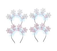 IWOWHERO 4 Pezzi Fasce per Capelli Paillettes Glitterate Cerchietti in Feltro e Satin Resistenti Accessori Festivi Invernali per Donna Decorazione Natalizia per Feste