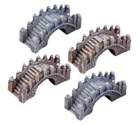 IWOWHERO 4 Pezzi Ponte da Giardino in Resina Decorazione Creativa per Esterni e Interni Ornamento Paesaggistico in Stile Palazzo Modelli Miniatura per Decor DIY Colori Grigio e Marrone