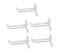 IWOWHERO 5 Pezzi Ganci per Pannelli Forati in Metallo Verniciato 75Mm Doppia Asta 6Mm Ganci per Scaffale Merci e Esposizione Supermercati Accessori Robusti per Organizzazione Casa e