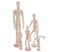 IWOWHERO 5 Pezzi Manichini Articolati in Legno per Disegno Modello Umano Snodabile con Supporto Figura Artistica Regolabile per Studio Anatomia e Pratica di Disegno su Tavolo