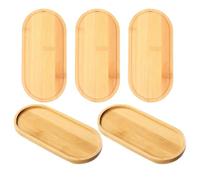 IWOWHERO 5 Pezzi Sottovasi Ovali in Legno per Piante Grasse e Bonsai Vassoi Porta Piante Interno ed Esterno Base Antigoccia per Vasi in Ceramica Argilla e Contenitori umidità Decorativi