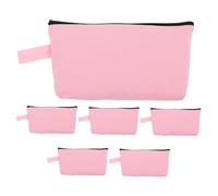 IWOWHERO 6 Pezzi Pochette Make Up in Tela Canvas con Chiusura per Cosmetici Astuccio per Matite Organizer Viaggio Design Vuoto Personalizzabile Rosa
