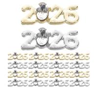 IWOWHERO 60 Pezzi 60 Pezzi Gioielli per Nail Art Numeri 2026 in Metallo Dorato e Argento, Decorazioni per Manicure Fai da Te con Ciondoli Piatti per Feste e Matrimoni, Accessori per Unghie