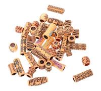 IWOWHERO 65 Pezzi Perline Grandi in Legno e Plastica per Treccine e Dreadlocks Anelli e Charms per Extension Capelli Accessori Facili da Usare per Acconciature Intrecciate e Decorazioni
