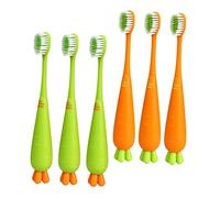 IWOWHERO 6pezzi Spazzolini Da Denti Per Ragazzo Ragazza Forma Di Carota Spazzolino Manuale Con Setole Morbide Per Sviluppare Buone Abitudini Orali Fin Dalla Età