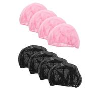 IWOWHERO 8 pezzi Cuffia Notte Traspirante in Rete con Elastico Cappello Confortevole per Dormire Adatto Tutti i Tipi di Capelli Riutilizzabile e Lavabile Nero e Rosa