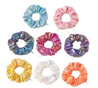 IWOWHERO 8pezzi Elastici Per Capelli Pu Effetto Sfumato Fasce Elastiche Luminosi Con Design Originale Zip Elastici Colorati Per Ragazze e Bambine Per Tutti i Tipi Di Capelli