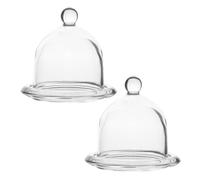 IWOWHERO Alzatina per Dolci in Vetro 2 Pezzi con Coperture a Cupola Eleganti e Base Stabile, per Uso Quotidiano e Caffè Raffinati
