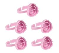 IWOWHERO Anelli per Pigmenti Ciglia 100 Pezzi in Plastica Rosa, Pratici e Facili da Pulire, Tazze a Forma di Anello per Extension Ciglia in Salone