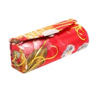 IWOWHERO Borsa Per Il Trucco Con Specchio E Organizer Da Viaggio in Seta Porta Rossetto Floreale Vintage Rosso