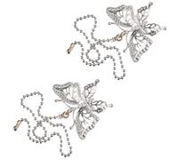 IWOWHERO Ceiling Fan Pull Chain, Ceiling Fan Chain, 2 Pezzi, Farfalla in Lega di Rame e Zinco, Argento, Per Hall e Camera da Letto