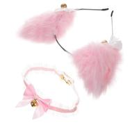 IWOWHERO Cerchietto con orecchie da gatto in pizzo e PVC per fissare i capelli, comodo al tatto, stile carino e innocente, per make-up e fotografie