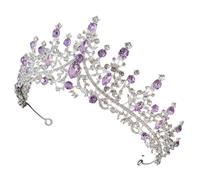IWOWHERO Cerchietto da Sposa Strass Viola Copricapo da Donna per Matrimoni e Feste Tiara Decorativa per Chioma da Sposa Cristalli Lucidi