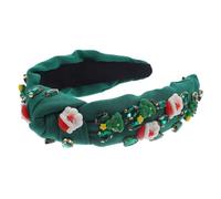 IWOWHERO Cerchietto Natalizio Intrecciato Per Donne Con Charm Di Babbo Natale e Decorazione Strass Accessorio Di Moda Elegante e Confortevole