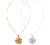 IWOWHERO Collana in Metallo Sublimato Ciondolo Rotondo Doppia Faccia e Diamante, Set 2 Pezzi (oro e Argento), Decorazione Fai da Te per Artigianato Sublimazione, Accessori Stili multipli