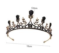 IWOWHERO Corona D’epoca Nuziale da Sposa Strass Oro e Nero, Tiara Vintage per Matrimonio, Performance e Fotografia, Accessorio Chioma da Spettacolo Elegante per Cerimonie e Feste