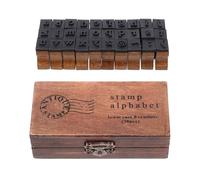 IWOWHERO Diary Stamp Vintage Lettere e Numeri in Legno per Scrapbooking e DIY, marrone, 1 set, per decorare diario e plastica