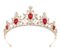 IWOWHERO Elegante Corona Della Gemma Per Le Signore Corona Rossa Accessori Per Capelli Per Matrimoni Feste E Occasioni Speciali Decorazione Della Testa Reale Per Sposa E Principessa