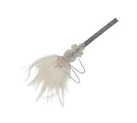 IWOWHERO Fascia Capelli Donna con Nappine e Piume Bianche Accessorio Elegante per Feste e Banchetti Design Unico e Duraturo per Look Chic e Originale
