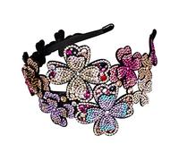 IWOWHERO Fascia Capelli Larga Con Strass e Denti Antiscivolo Cerchietto Vintage Con Fiore Cristallo Brillante Per Donna Accessorio Anni Venti Elegante e Resistente