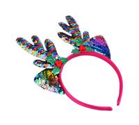 IWOWHERO Fascia Capelli Renna con Paillettes Due Cerchietto Natalizio con Corna di Cervo e Orecchie Accessorio Costume per Feste di Natale Carnevale ed Eventi Comoda