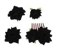IWOWHERO Fermaglio per Capelli Forma di Rosa Nero di Accessori per Capelli Tessuto Pettine Floreale e Spilla Rosa per Donne Matrimonio Occasioni Speciali