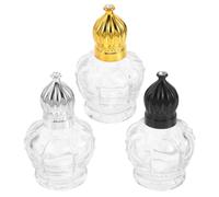 IWOWHERO Flaconi Roll-On per Profumo 15 Ml Set da 3 in Vetro Tappo Corona Oro Nero e Argento Bottiglie Vuote Ricaricabili per Oli Essenziali e Campioni per Viaggi e Uso Quotidiano