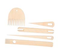 IWOWHERO Kit di Forniture per Tessitura in Legno 1 Set di Bastoncino per Uncinetto Aghi per Tessitura Pettine E Navette per La Realizzazione di Arazzi