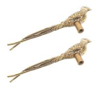 IWOWHERO Maniglie per Ante in Ottone a Forma di Volatile Dalla Coda Lunga, Set da 2 Pezzi, Pomelli Decorativi per Mobili Vintage, per Armadi e Cassetti della Cucina della Casa