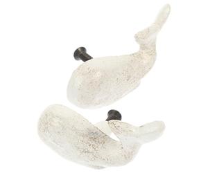 IWOWHERO Maniglie per Mobili in Ghisa Bianca a Tema Balena, Set 2 Pezzi, Maniglie per Armadi e Cassetti Stile Retrò, per Cucina e Camera