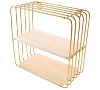 IWOWHERO Mensola da Muro Sospesa Oro in Ferro e Legno per Casa Moderna | Grande Capacità, Supporto per Sapone e Bagnoschiuma, Accessori per Camera da Letto e Ambiente