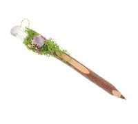 IWOWHERO Penna a Sfera in Legno con Impugnatura Ergonomica e Parte Superiore in Cristallo, Punta Media 0,7 Mm, Inchiostro Nero, Penna Rustica con Texture Corteccia D'albero per Scrittura,