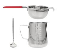 IWOWHERO Pentola per Sciogliere Burro e Formaggio in Acciaio Inox 304 Manico in Silicone Anti-Scottatura 400Ml Set Melting Pot Cucchiaio Spesso in Acciaio e Misurino da 550Ml per Cucina e