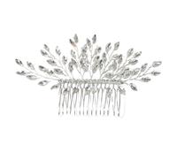 IWOWHERO Pettine per Chioma da Sposa con Cristalli Luminosi e Lavorazione Eccellente in Ferro e Cristalli Argento per Occasioni Speciali come Matrimoni