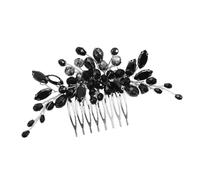 IWOWHERO Pettine per Chioma da Sposa Strass Neri Accessorio Laterale Elegante per Matrimonio Gioielli da Sposa in Cristallo Compatibile Vari Stili di Chioma per Cerimonie e Feste