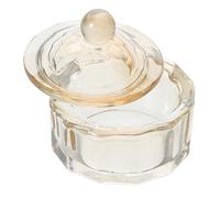 IWOWHERO Piatto per Unghie in Vetro Cristallo con Coperchio Bicchiere per Lavare Pennelli Nail Art Accessorio Resistente per Uso Professionale e Domestico in Saloni di Bellezza