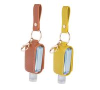 IWOWHERO Portabottiglie di Profumo e Custodia in Pelle 2 Pezzi 30 Ml Bottiglia da Viaggio Vuota con Portachiavi Staccabile per Sapone Liquido e Shampoo, Accessorio per Colore Casuale