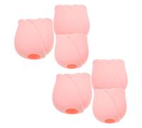 IWOWHERO Portapennelli da Trucco in Silicone Rosa 6pezzi, Custodia Portatile Design a Rosa per Strumenti di Bellezza, per On-the-go e Viaggi
