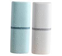 IWOWHERO Portaspazzolino Da Denti 2 Pezzi, Bicchiere Portaspazzolino Portatile Astuccio, Compatto Per Viaggio e Uso Domestico, Design Angoli Arrotondati Sicuri, Set Bianco e Azzurro