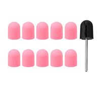 IWOWHERO Set 10 Pezzi Cappucci Smeriglianti Rosa per Manicure in Plastica con Design Portatile e Funzione Taglio Cuticole, Accessori Professionali per Manicure Nail Art