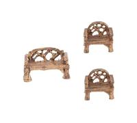 IWOWHERO Set 3 Pezzi Mini Mobili da Giardino in Resina Panca e Sedie Miniatura per Decorazione Micro Paesaggio Ornamento Versatile per Vasi Scrivania e Giardino Fatato